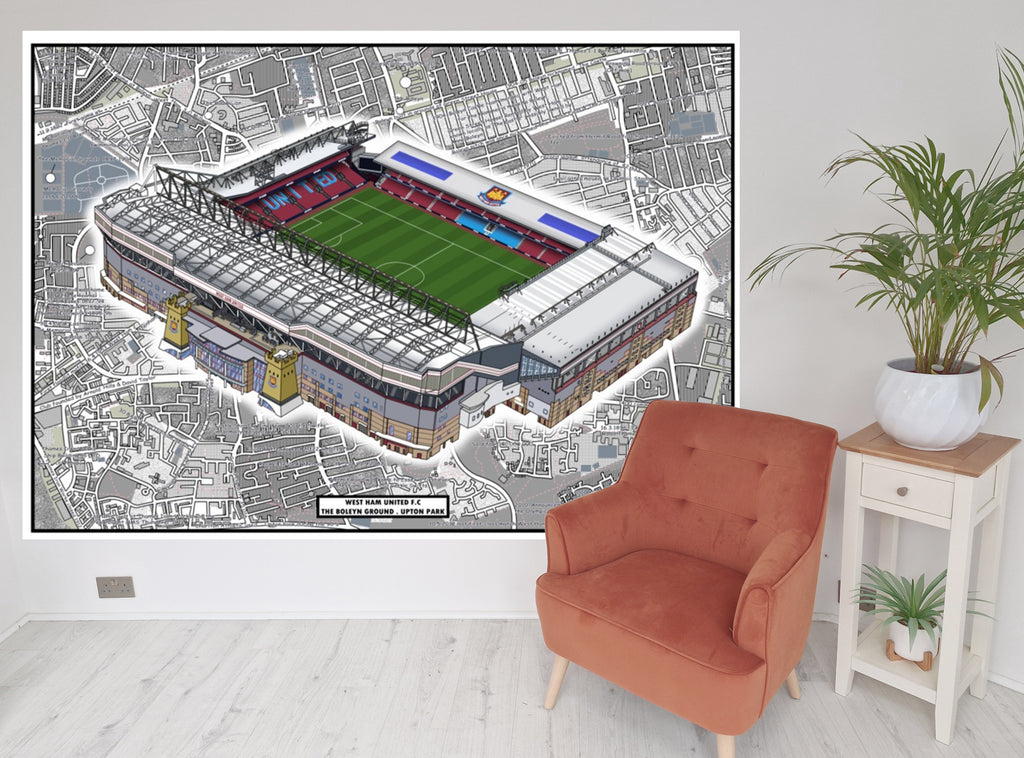 Póster Artístico West Ham Upton Park - Diseño Retro John Lyall Gates